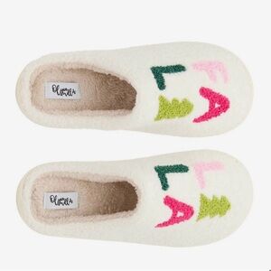 Olivia Miller Cozy Cream Slippers with Colorful Letters